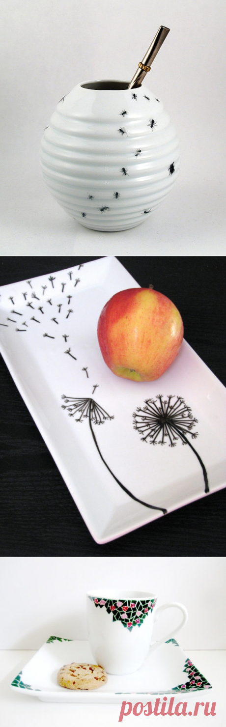 Коллекция простых идей росписи посуды / Сервировка стола / ВТОРАЯ УЛИЦА - Выкройки, мода и современное рукоделие и DIY