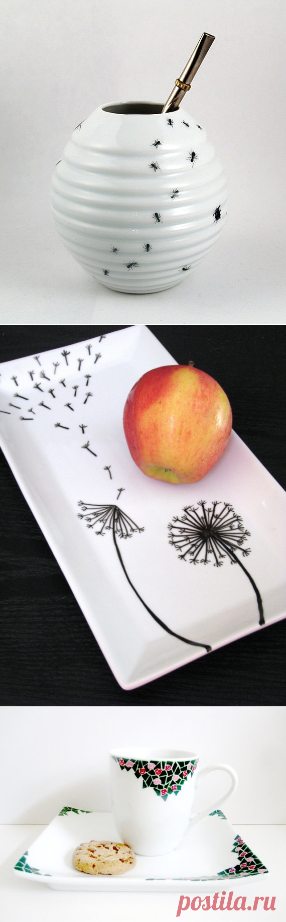Коллекция простых идей росписи посуды / Сервировка стола / ВТОРАЯ УЛИЦА - Выкройки, мода и современное рукоделие и DIY