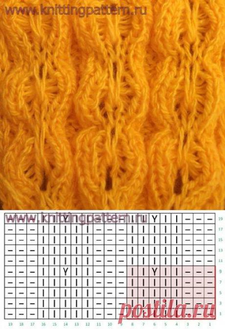 Схемы узоров вязания на спицах Ажурные бабочки