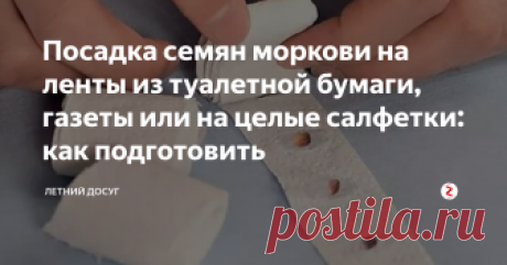 Посадка семян моркови на ленты из туалетной бумаги, газеты или на целые салфетки: как подготовить Любой огородник знает, что посадка моркови – это дело достаточно утомительное. И если вы это делаете врассыпную, то потом вам нужно будет провести несколько процедур прореживания. Если делать всё четко по рядочкам с определенным интервалом, то это довольно трудоемко. Но облегчить посадку моркови можно с помощью самых обыкновенных лент.