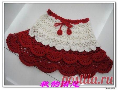 Вяжем крючком Юбочка Красное и белое мастер класс / Вязание крючком / Детская одежда крючком. Схемы