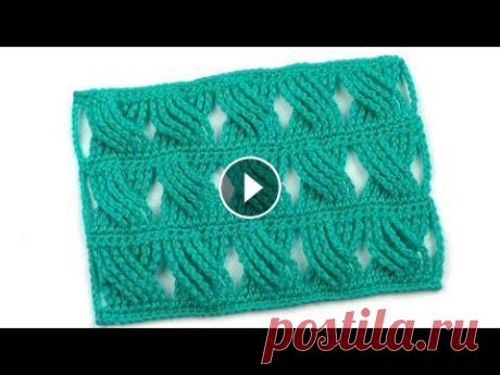Красивый ажурный узор из длинных столбиков   Beautiful openwork pattern of long stitchs Этот красивый ажурный узор из длинных столбиков идеально подходит для вязания палантинов, прямоугольных накидок и шарфов, но вполне можно попробовать ...