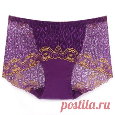 Sexy Soft See Through Lace-trim Breathable Mid Waist Thin Perspective Panties - US$5.33