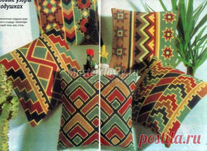 Вышивка крестом диванных подушек. Мастер-класс с пошаговыми фото