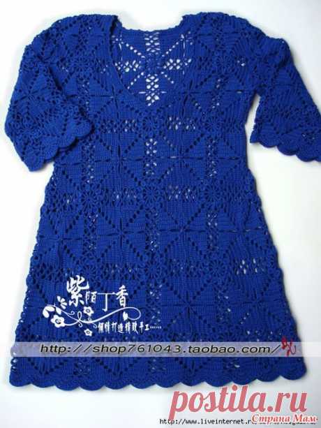 Синяя туника с большим V-образным вырезом: Дневник группы &quot;ВЯЗАНАЯ МОДА+ ДЛЯ НЕМОДЕЛЬНЫХ ДАМ&quot; - Страна Мам
