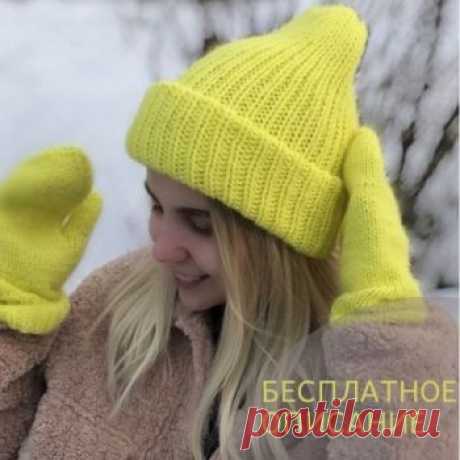 Яркая шапка с отворотом, связанная спицами из пуха норки,  Вязание для женщин Простая, но очень теплая и стильная шапка с двумя отворотами от @teplovers Для вязания шапки понадобится ангора 25г/125м в три нити - 4 мотка или пух