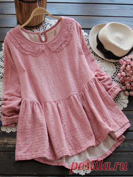Women Lace Peter Pan Collar Pure Color Long Sleeve Blouses Your friend shared a fashion website for you and give you $60 coupons! Claim it now.