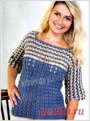 Джемпер с узором из длинных петель (вязание спицами)
