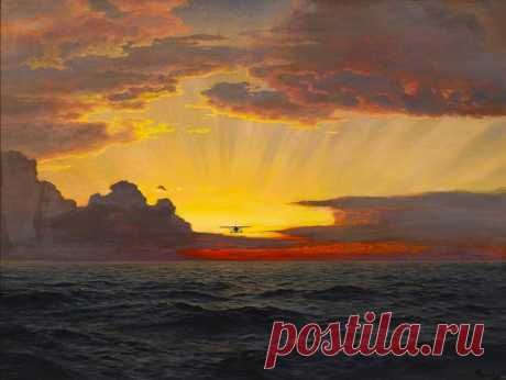 Художник Фредерик Джад Вог (Frederick Judd Waugh, 1861-1940)
"Полет на рассвете" (A Dawn Flight)