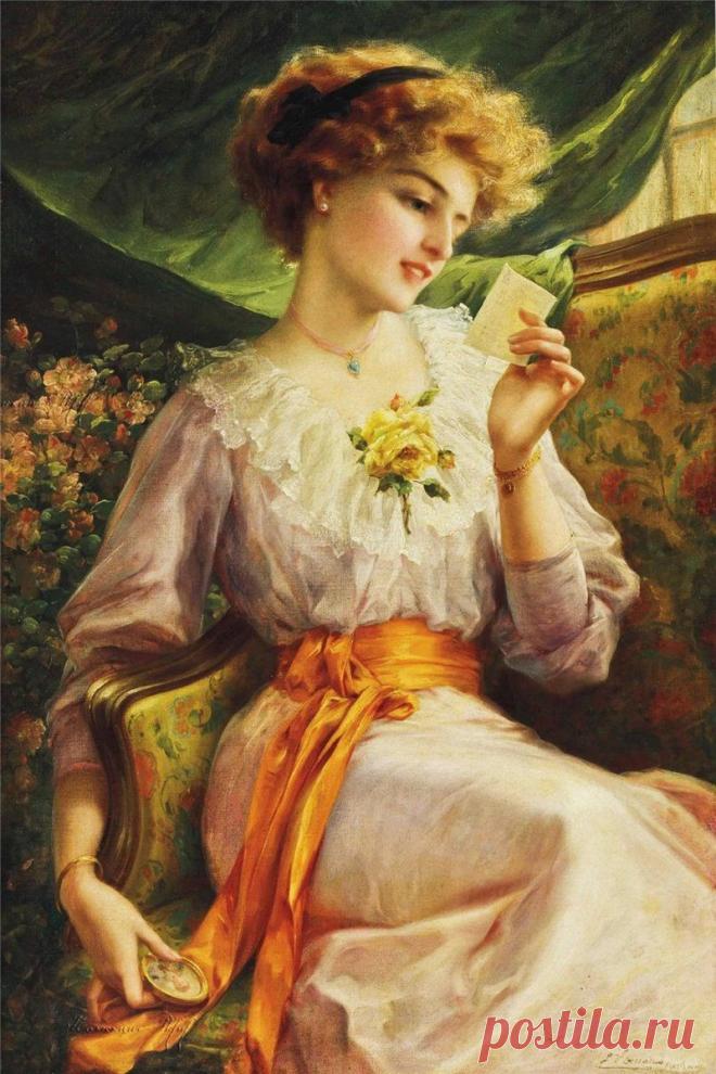 Схема вышивки «Девушка, читающая письмо. Эмиль Вернон» (№2128531) - Вышивка крестом