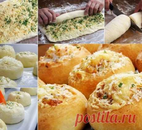 Булочки-роллы с сыром и чесноком