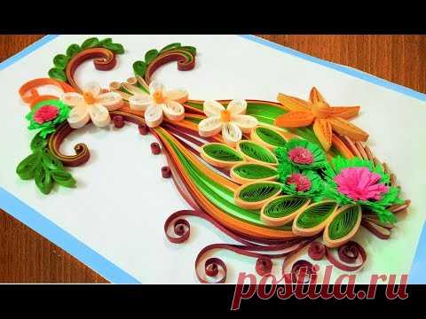 paper quilling flower vase  |Quilling Birthday Greeting Card 🌹Paper Quilling Art🌹