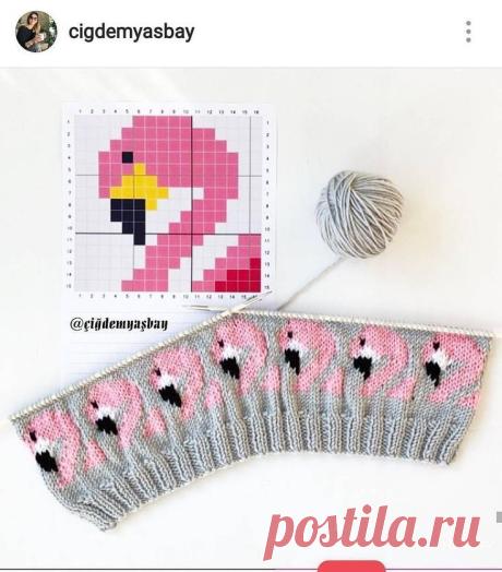 Flamingo intarsia pattern #knitbonnet #knit