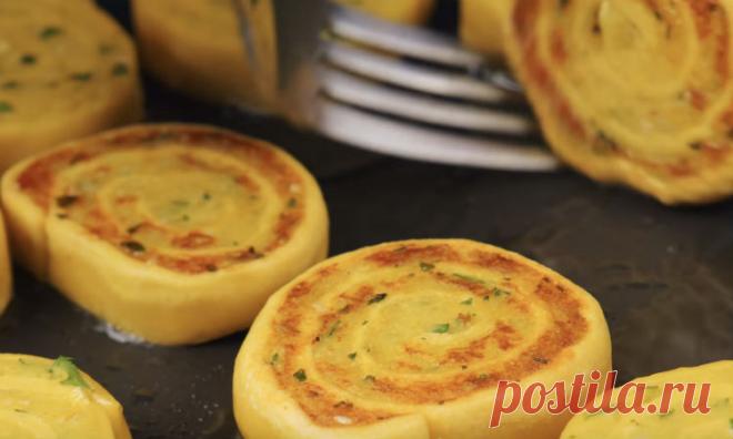 Завернули картошку в тесто и нарезали вкуснейшие рулетики