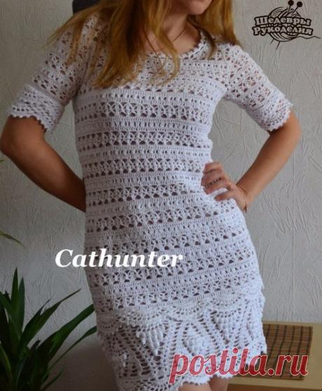 Платье туника, вязанное крючком