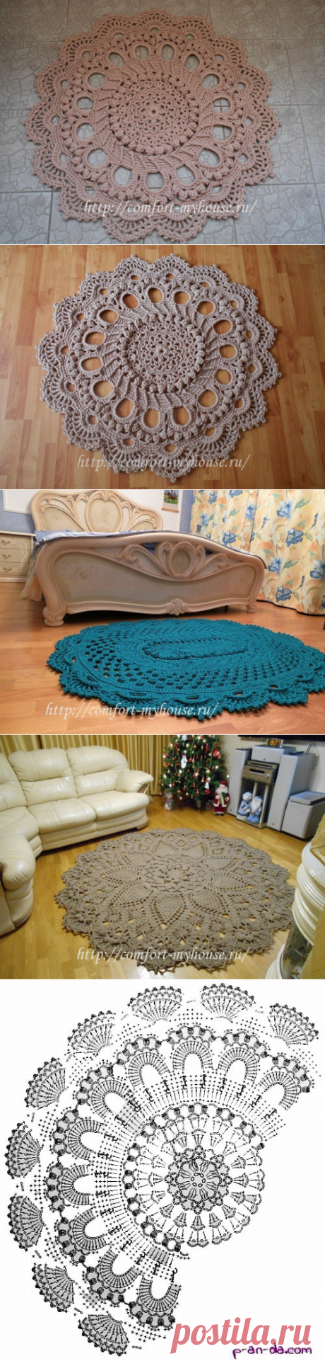 Вязаные ковры крючком из шнура. Схемы