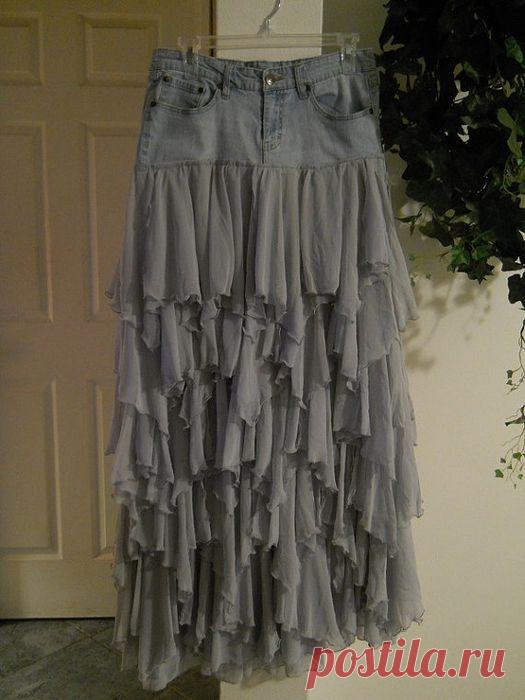 Переделки.Джинсовые бохо юбки. Идеи от bohemienneivy.