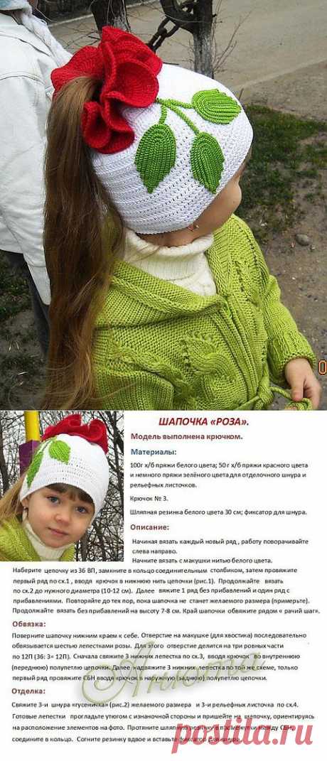 ВЯЗАНАЯ ДЕТСКАЯ ШАПОЧКА КРЮЧКОМ.