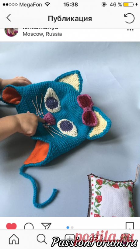 Шапка "Кошка" - запись пользователя Ленка (Семёнова Елена) в сообществе Вязание спицами в категории Вязание спицами для детей