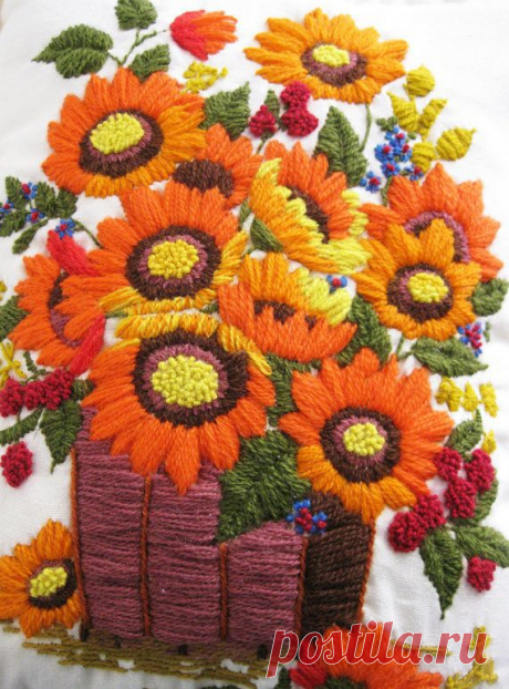 Vintage Embroidered Throw Pillow