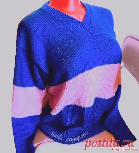 Мой простой пуловер, V-вырез со средней петлей, спущенные рукава (спицы) - Вязание - Страна Мам