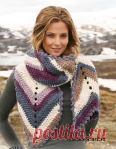 Описание вязания полосатого шарфа в форме рыбки (крючок) | Вязаные шарфы.ру