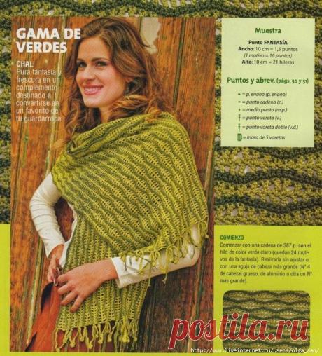 Палантин двухцветным волнистым узором. Крючком. Схемы. Без перевода. / Обсуждение на LiveInternet - Российский Сервис Онлайн-Дневников