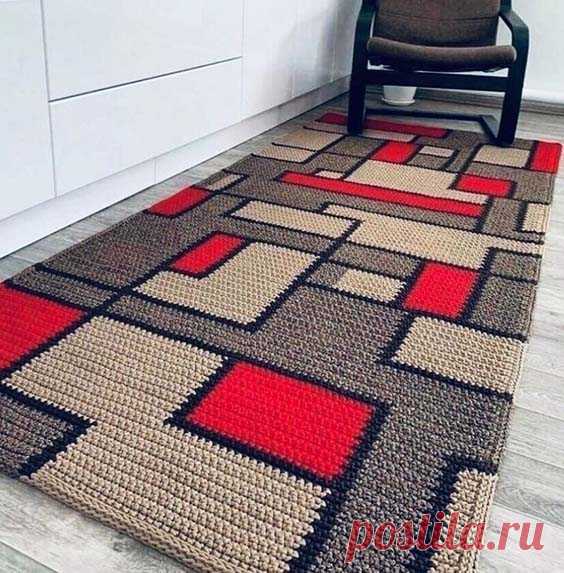 Красивые оригинальные коврики крючком на пол со схемами