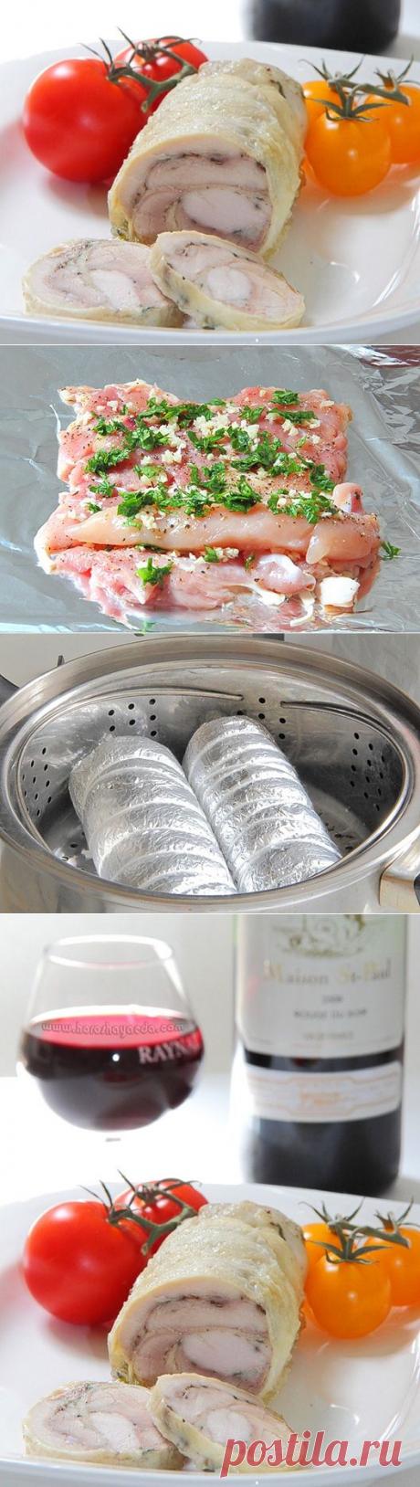 Лёгкий, нежный, аппетитный! Почти диетический, паровой куриный рулет.