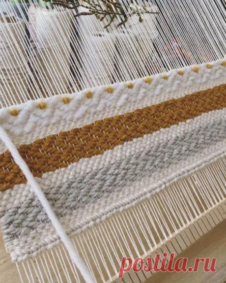 Weaving patterns Twill with a twist - New work on the loom with soft neutrals and a bit of mustard