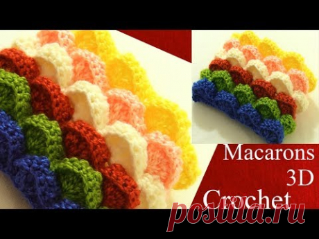 Crochet en 3D punto macarons marshmallow de colores para almohadones cojines  tejido tallermanualper