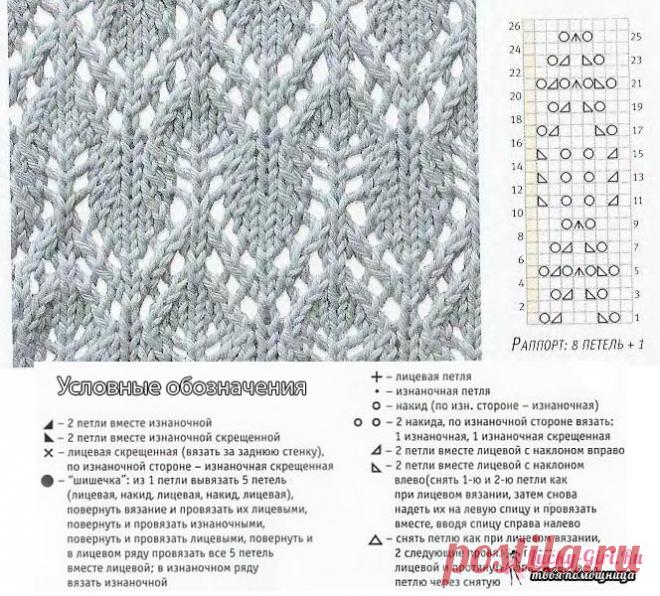 ажурный рисунок листочки спицами с описанием и схемами: 7 тыс изображений найдено в Яндекс.Картинках