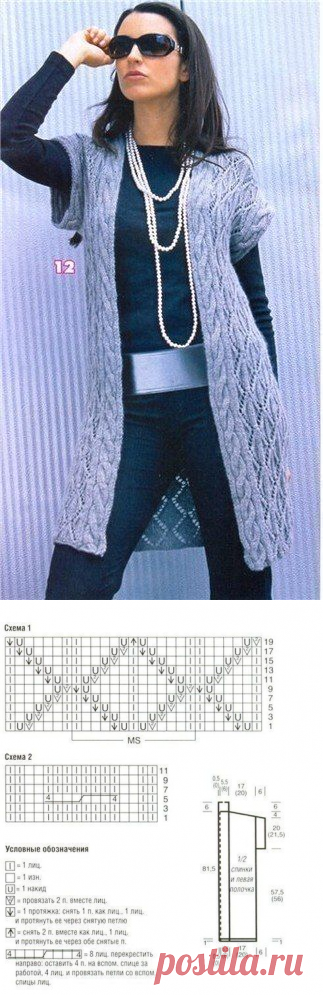 Длинный жакет, вяжем спицами