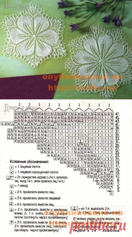 Салфетки-снежинки спицами