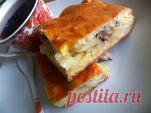 Пирог с картофелем и мясом (мамин рецепт) рецепт с фотографиями