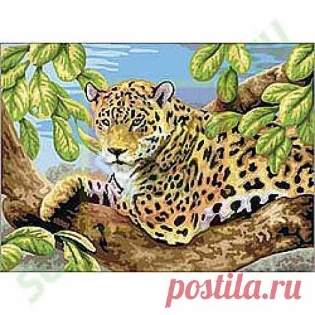 Набор для раскрашивания по номерам Леопард на дереве. смеш