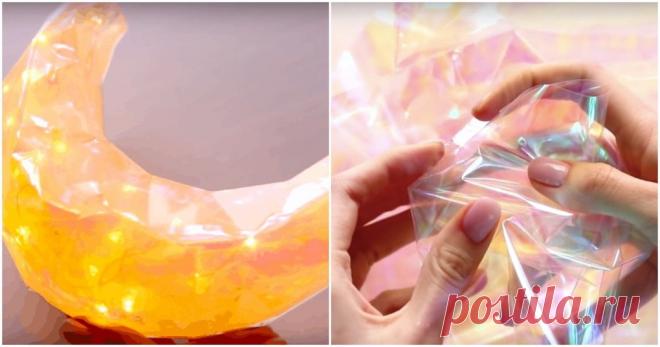 Пленка+гирлянда=красивый ночник своими руками