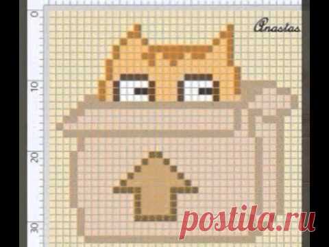 Схемы рисунков по клеточкам котики