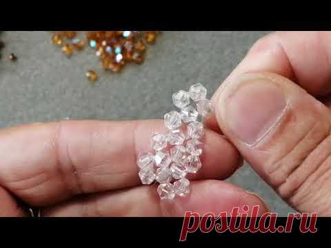 Мастер класс. Плетёная бусина в технике крестик с наложение. Чокер.