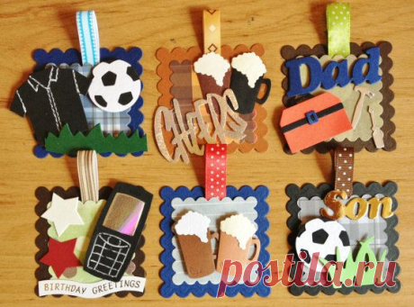 6 Handmade Men's/male/boys Card toppers for от Craftycards82