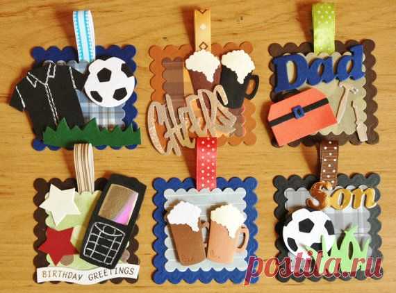 6 Handmade Men's/male/boys Card toppers for от Craftycards82