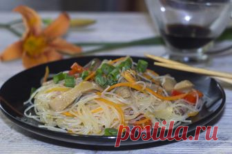 Фунчоза с грибами рецепт с фото пошагово и видео - 1000.menu