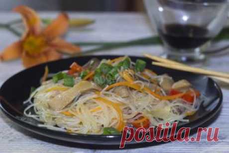 Фунчоза с грибами рецепт с фото пошагово и видео - 1000.menu