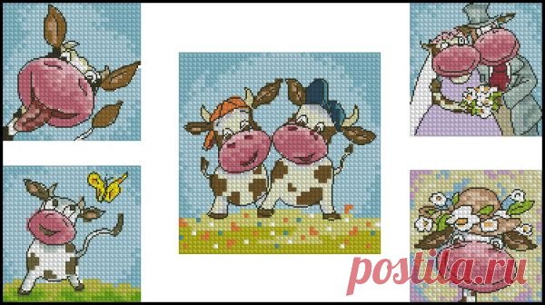 ChM 2008-12 Veselye burenki- схемы вышивки крестом семплеров скачать