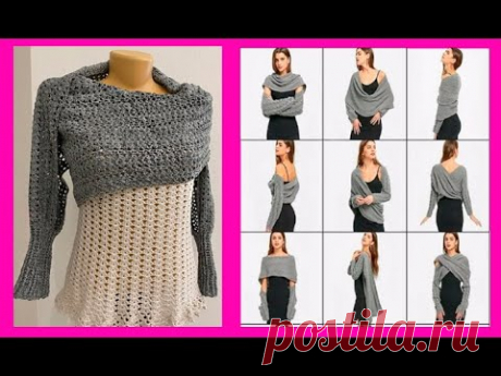 Палантин ТРАНСФОРМЕР , вязание КРЮчКОМ , crochet stole ( шаль № 420)