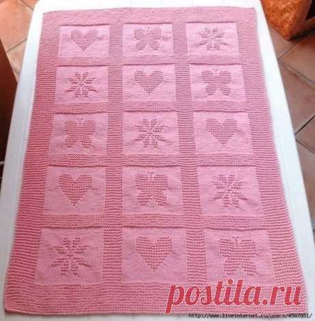 Вяжем спицами детский плед