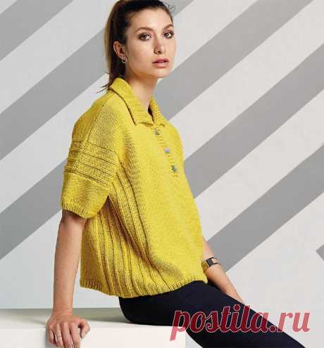 Кофточка-поло с коротким рукавом - Klubok.ru.com