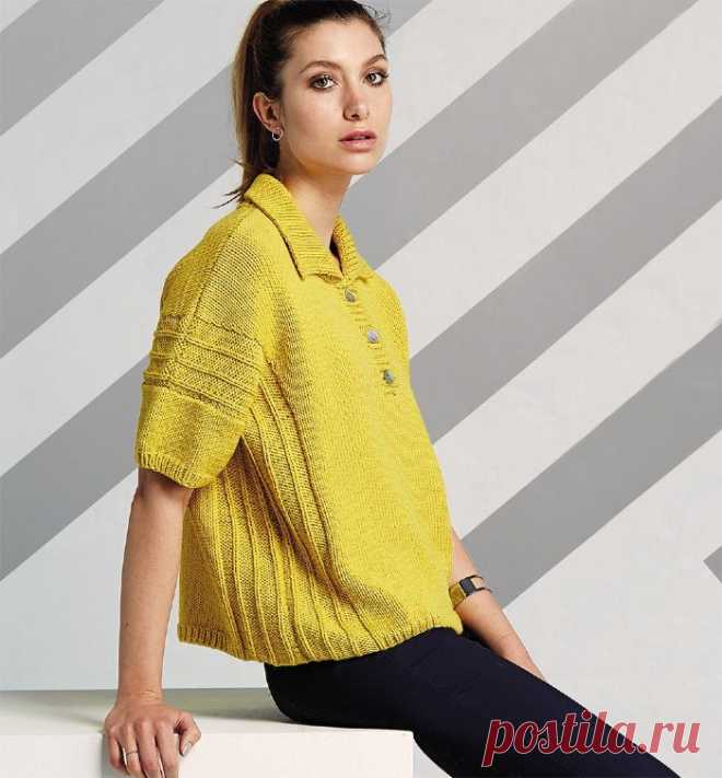 Кофточка-поло с коротким рукавом - Klubok.ru.com