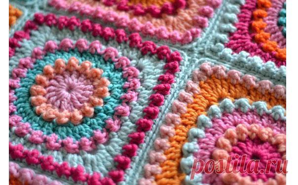 Великолепные объёмные квадратные мотивы крючком со схемами