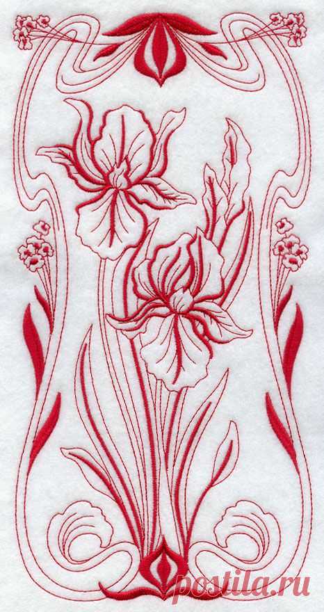 Machine Embroidery Designs at Embroidery Library! - Art Nouveau Iris (Redwork)